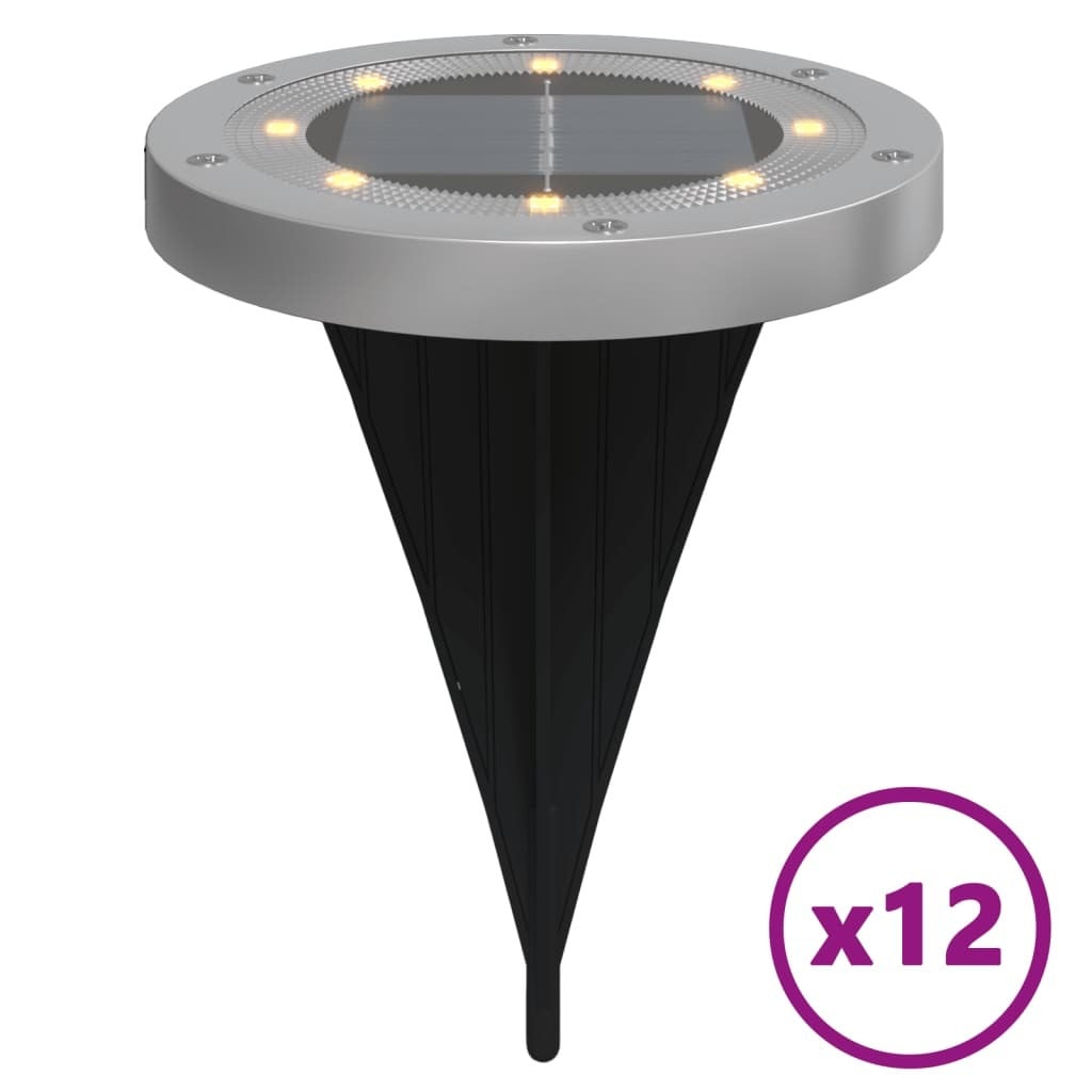 Syfax Set van 12 Solar LED Grondlampen met Grondpennen Warmwit