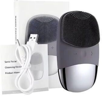 Inspired Finds 3 in 1 Electric Waterproof Silicone Facial Cleansing Brush With Deep Clean Exfoliation And Blackhead Removal black