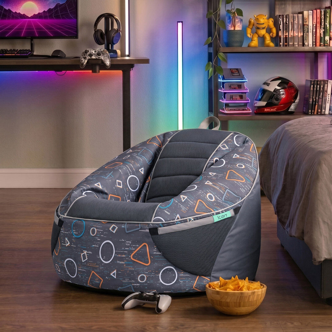 icon Alpha Kids Gaming Bean Bag Childrens Beanbag Grey Medium