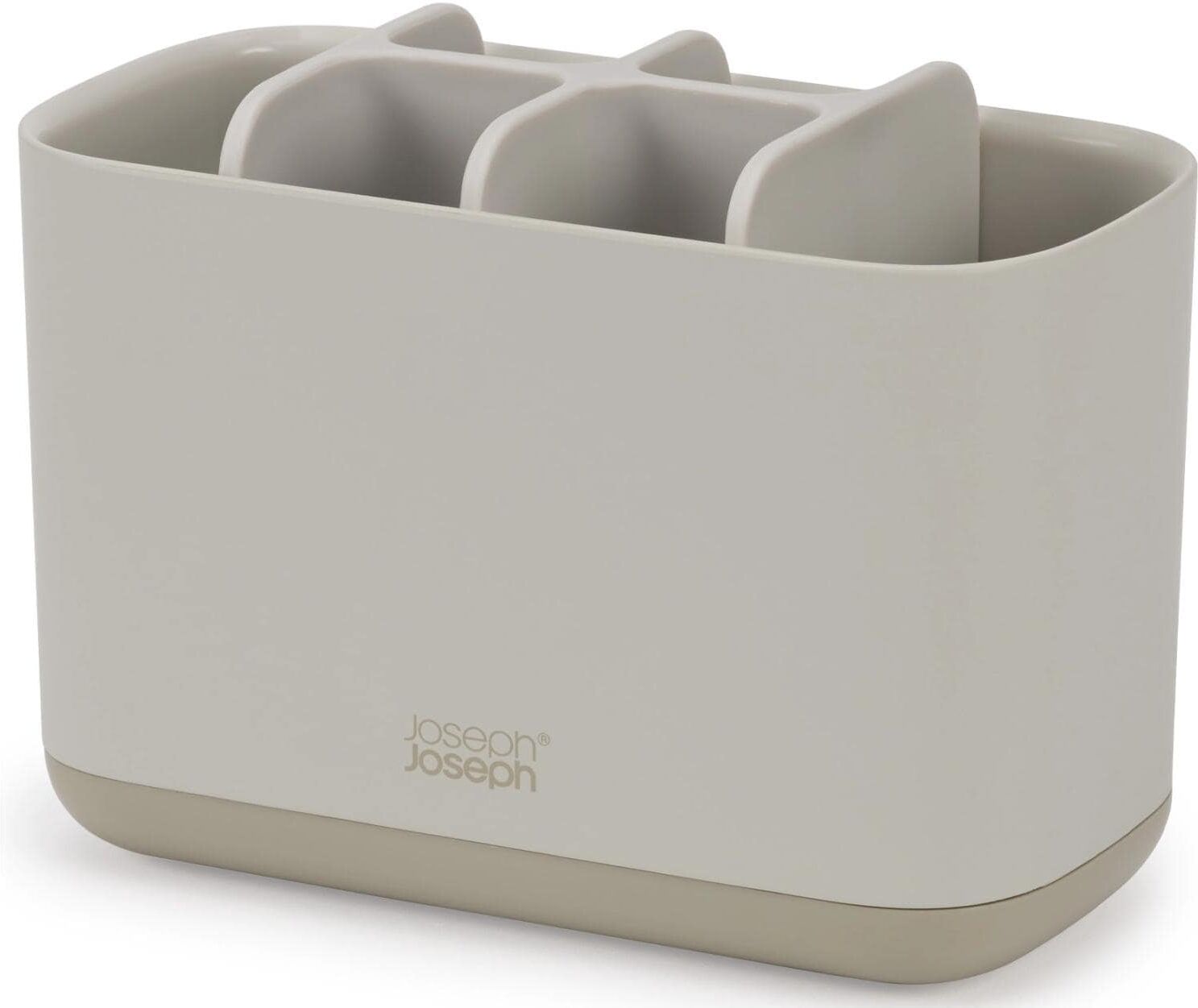 Zahnputzbecher JOSEPH JOSEPH "EasyStore, Ecru", beige, B:8,6cm H:12,8cm L:17,1cm, Kunststoff, Zahnputzbecher, Zahnputzbecher beige Einheitsgröße
