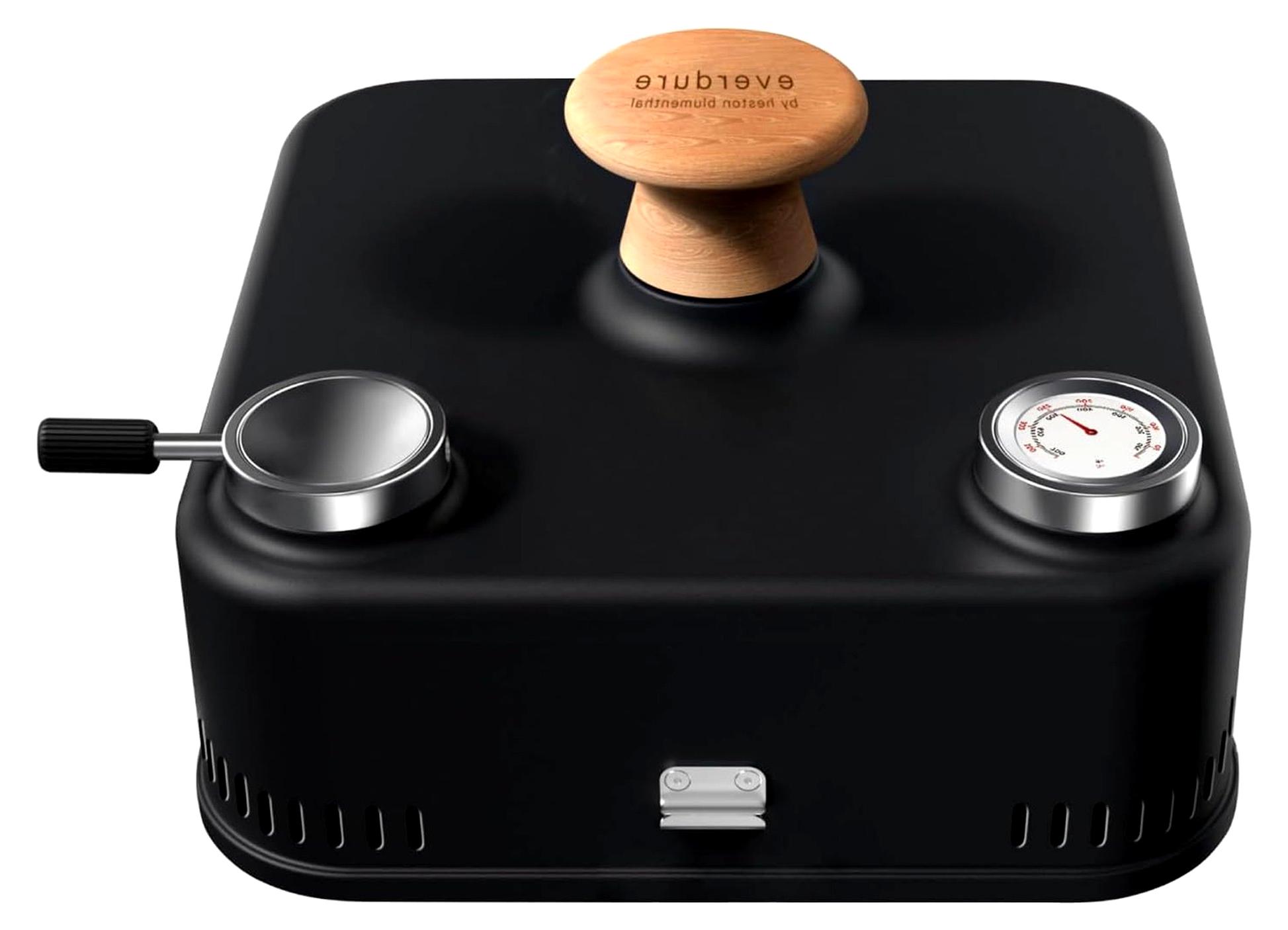 Cube 360 Tragbarer Holzkohlegrill mit Haube und Thermometer, Farbe: schwarz