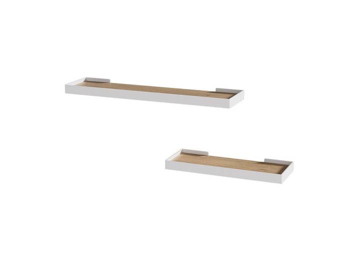 Vicco Wandregal Erni Weiß/Goldkraft Eiche 60 x 3 cm 2er-Set, Weiß, Eichefarben, Holzwerkstoff, Rechteckig, 60x3x15 cm, Wohnzimmer, Regal, Wandregal