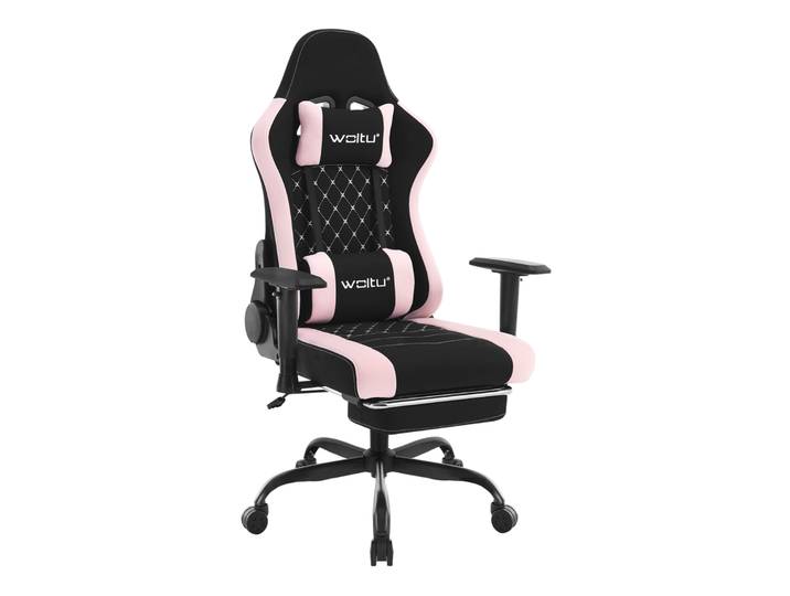 WOLTU Chaise de jeu massante ergonomique réglable en hauteur, fauteuil de bureau avec appui-tête et repose-pieds, chaise d'ordinateur pivotante en maille
