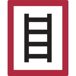 Feuerwehrschild, Hinweisschild zum Anleitern - DIN 4066 - 200x250x0.45 mm Aluminium geprägt