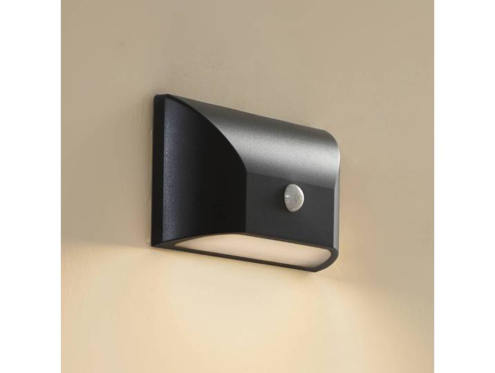 Aussenwandleuchte mit Bewegungsmelder Siana Lindby, schwarz, Kunststoff, Modern