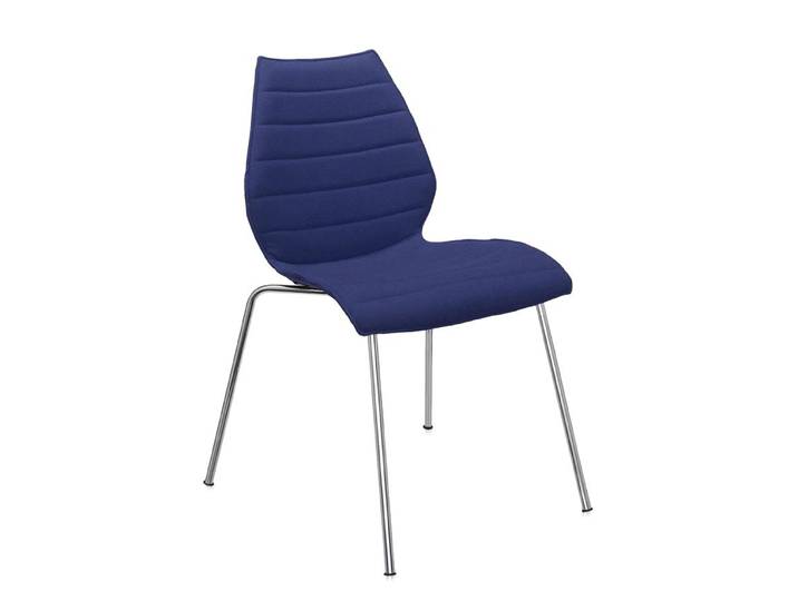 KARTELL set de 2 chaises MAUI SOFT TREVIRA (Bleu - Tissu Trevira / Structure en acier chromé)