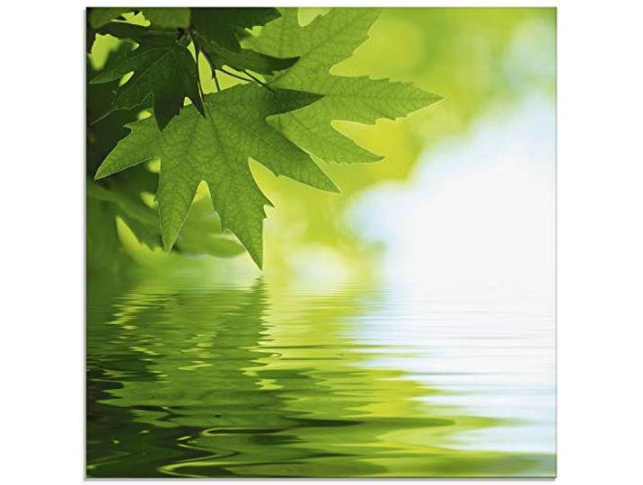 ARTland Wanddeko Glasbilder Wandbild Glas Bild einteilig Quadratisch Natur Wald See Pflanzen Wasser Baum Blätter T5TM