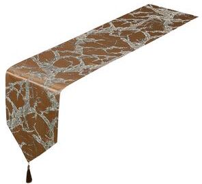 Violet Linen Cordova Abstract Marble Pattern Polyester Jacquard, with Tassles, Decorative Table Runner
