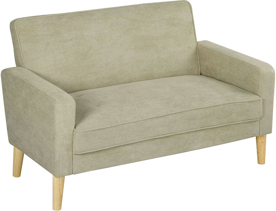 Fairmont Park HOMCOM 2 Seater Sofa Velvet-Feel for Small Space Rubber Wood Legs Beige