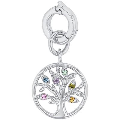 Charm-Einhänger AMOR "Lebensbaum", silber (silberfarben, pink, blau, lila, grün, apricot, pink, blau, lila, grün, apricot), Charms, Damen, Silber 925 (Sterlingsilber), mit Zirkonia (synth.)
