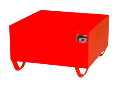Stahl-Auffangwanne ohne Gitterrost, 800 x 800 mm, rot RAL 3000