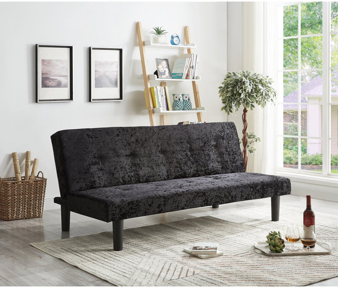 Fairmont Park Diamondville 3 Seater Velvet Sofa Bed Black 75cm H X 165cm W X 50cm D