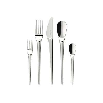 Besteck-Set VILLEROY & BOCH "NewMoon Tafelbesteck", silberfarben, 30, Edelstahl 18/10, Essbesteck-Sets, Robustes Besteck aus hochwertigem Edelstahl