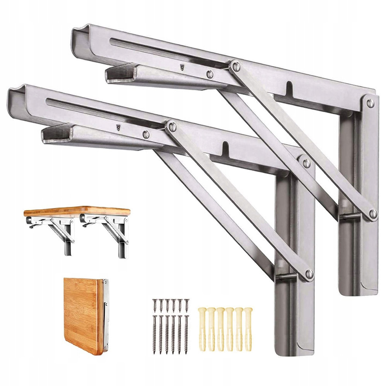 Bedee Opklapbare Plankdragers L500 - 2 stuks - RVS - Max. 160kg