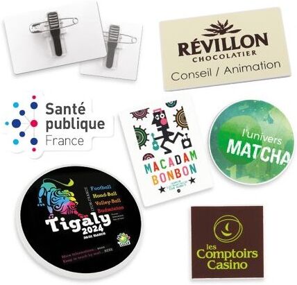 Badge Plastique Personnalisé Rectangle 43x58 mm avec Pince Épingle - BADGE PLASTIQUE polystyrène (PS) blanc