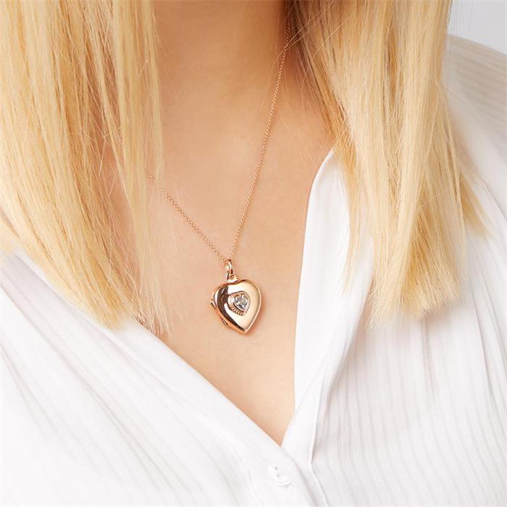 Unique Kette mit Herz-Medaillon mit blauem Stein rosé rosé
