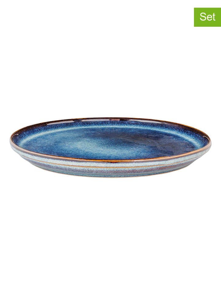 Cosy&Trendy 2er-Set: Speiseteller "Jade" in Blau - Ø 27 cm - onesize