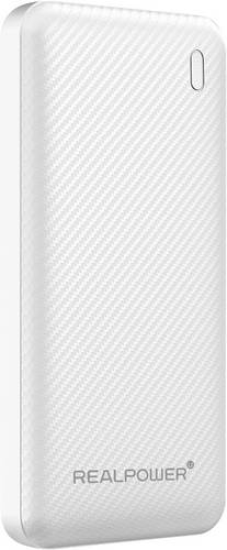 RealPower Powerbank 10000 mAh Quick Charge, USB PD USB-A, USB-C Weiß