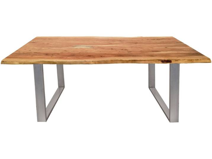 SIT Esstisch Sydney Wildeiche mit Baumkante & stylischem Kufengestell, geölte Wildeiche mit Baumkante wie gewachsen & durchgehenden Lamellen