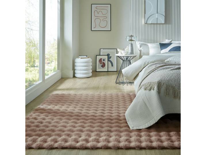 Hochflorteppich Waffle Faux Fur 160 x 230cm Beige/Taupe