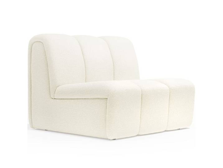 Canapé module droit - Tapissé en tissu bouclé - Barkleyn Blanc