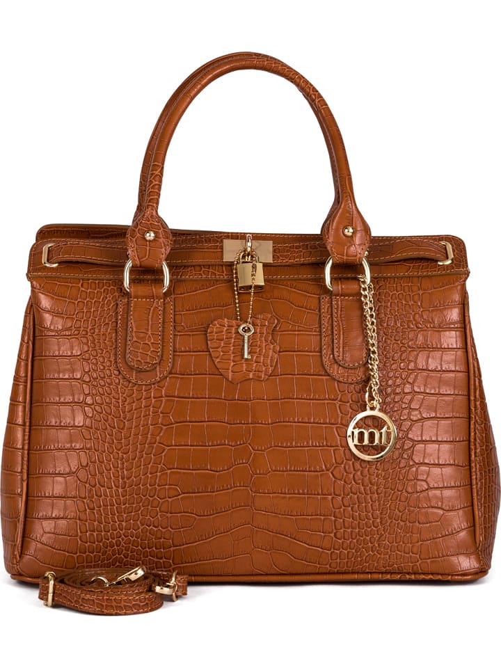 Mia Tomazzi Leder-Henkeltasche "Rezia" in Camel - (B)36 x (H)28 x (T)18 cm - onesize