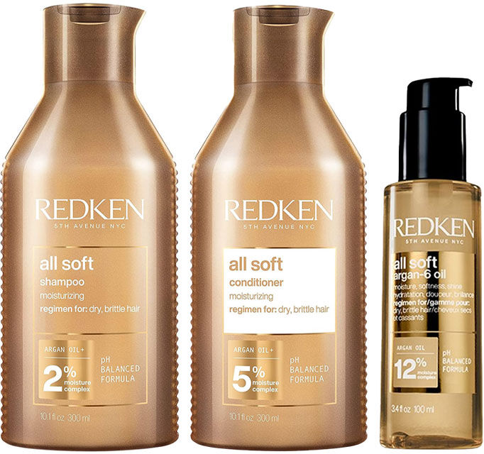 Redken All Soft Shampoo, Conditioner & Argan Oil-6 100ml Pack