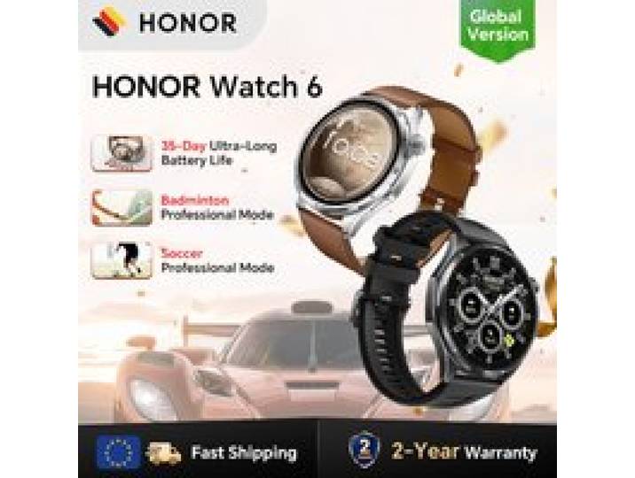 HONOR Watch 6, 35 dagen ultralange batterijduur, professionele badmintonmodus, 120+ sportmodi, 2026 HONOR Smartwatch