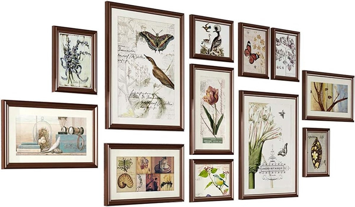 Fotolijsten Collage Set Bruin met Sjabloon en Meerdere Maten voor Wanddecoratie