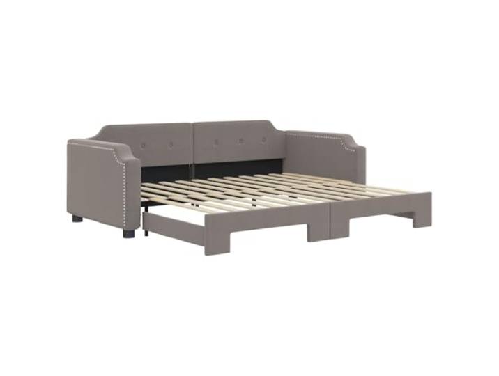 PUGYNBK Schlafsofa Nest, Stoff, Grau, Taupe, 80 x 200 cm Holzstruktur aus Metall, Lattenrost im Lieferumfang enthalten, Matratze nicht im Lieferumfang enthalten