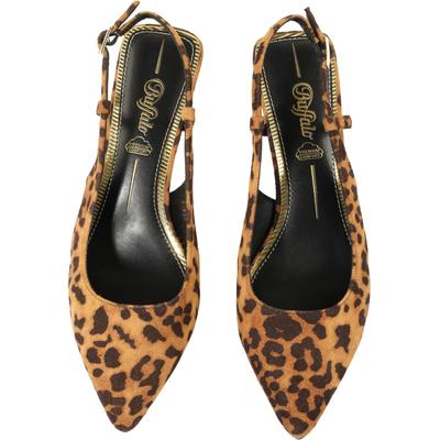 High-Heel-Pumps BUFFALO "Buffalo Sling Back- Vegan Suede", Damen, Gr. 38, braun (braun leo, schwarz), Kunstfaser, unifarben, Schuhe
