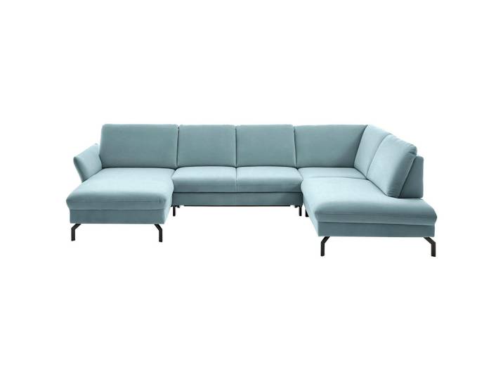 Beldomo System Wohnlandschaft, Blau, Metall, 5-Sitzer, U-Form, 335x220 cm, Goldenes M, Stoffauswahl, Sitzqualitäten, seitenverkehrt erhältlich, individuell planbar, Wohnzimmer, Sofas & Couches, Wohnlandschaften, Wohnlandschaft U-Form