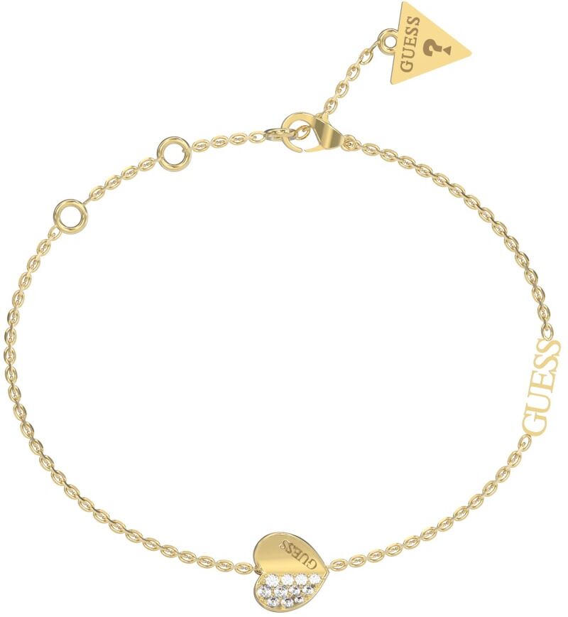 GUESS Lovely guldfärgat pave hjärtarmband JUBB03036JWYGS