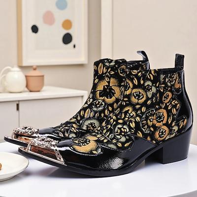 Verzierte Chelsea Boots für Herren – schwarz gold, dekorativ und unverwechselbar, perfekt für modische Anlässe