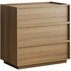 NACHTTISCH 80 cm Eiche – Nachtkommode mit 3 Schubladen & Kippsicherung