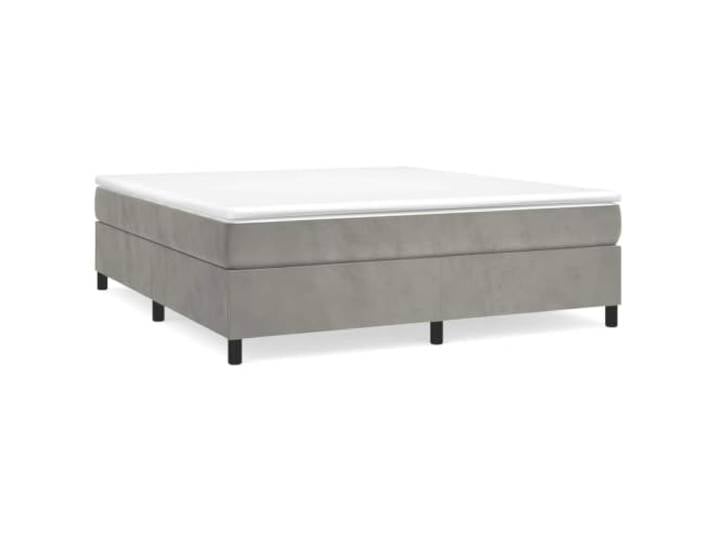 PUGYNBK Boxspringbett aus Samt, Hellgrau, 160 x 200 cm Taschenfederkernmatratze, mittelhart, Sperrholzlatten, schonender Hautschutz