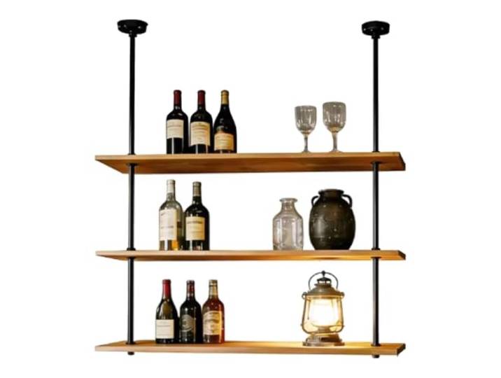 Weinglasregal, schwebende Wandregale für die Küche, Bar, Deckenmontage Industrielle hängende Weinflaschenhalter-Lagerregale aus Metall, Topf- und Pfannenregal(3-layer,80cm(31.5in))