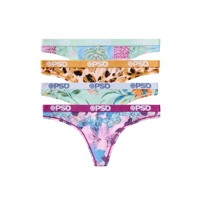 String PSD "PSD WILD ONE THONG 4 PACK", Damen, Gr. XS, bunt (multi), 88% Polyester, 12% Elasthan, Unterhosen String