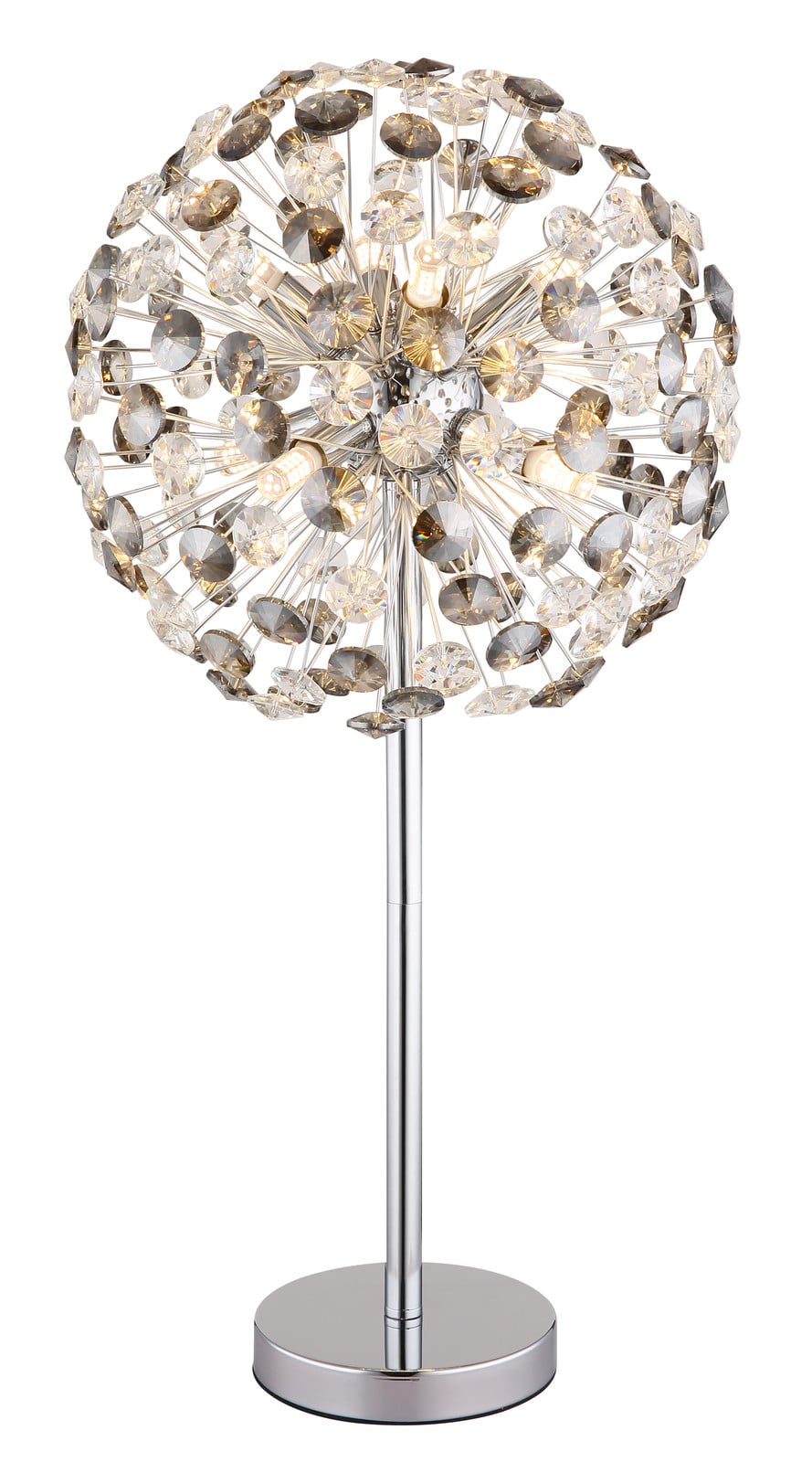 home24 LED-tafellamp Katrina zilver/transparant, Ø 35 cm