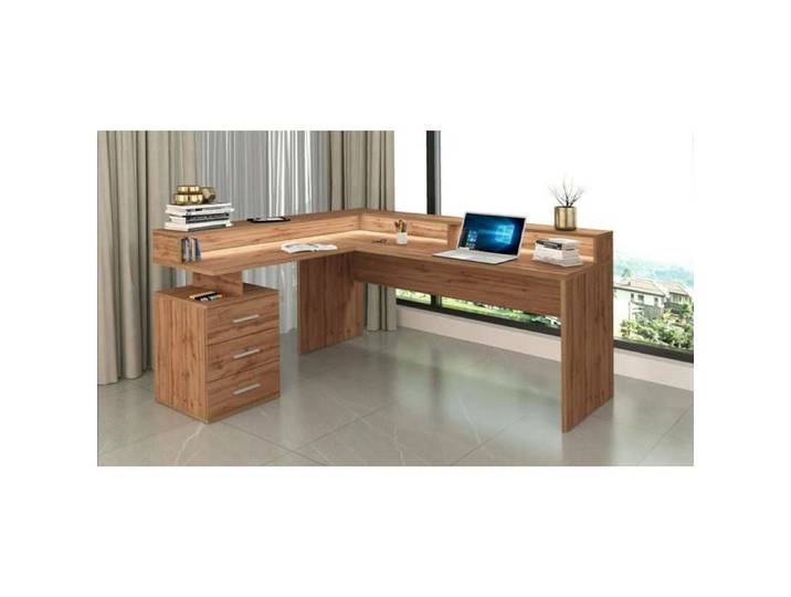 Dmora - Bureau Leonilda 180x90xh160 cm chêne Panneau effet bois