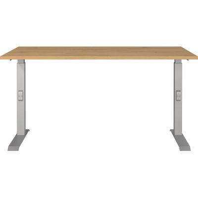 Schreibtisch GERMANIA "Downey", silber (grandson, eiche, nachbildung, silber, silber, grandson, eiche, nachbildung), B:140cm H:91cm T:80cm, Tische, Schreibtisch, höhenverstellbar von 68-91 cm, verfügbar in verschiedenen Breiten