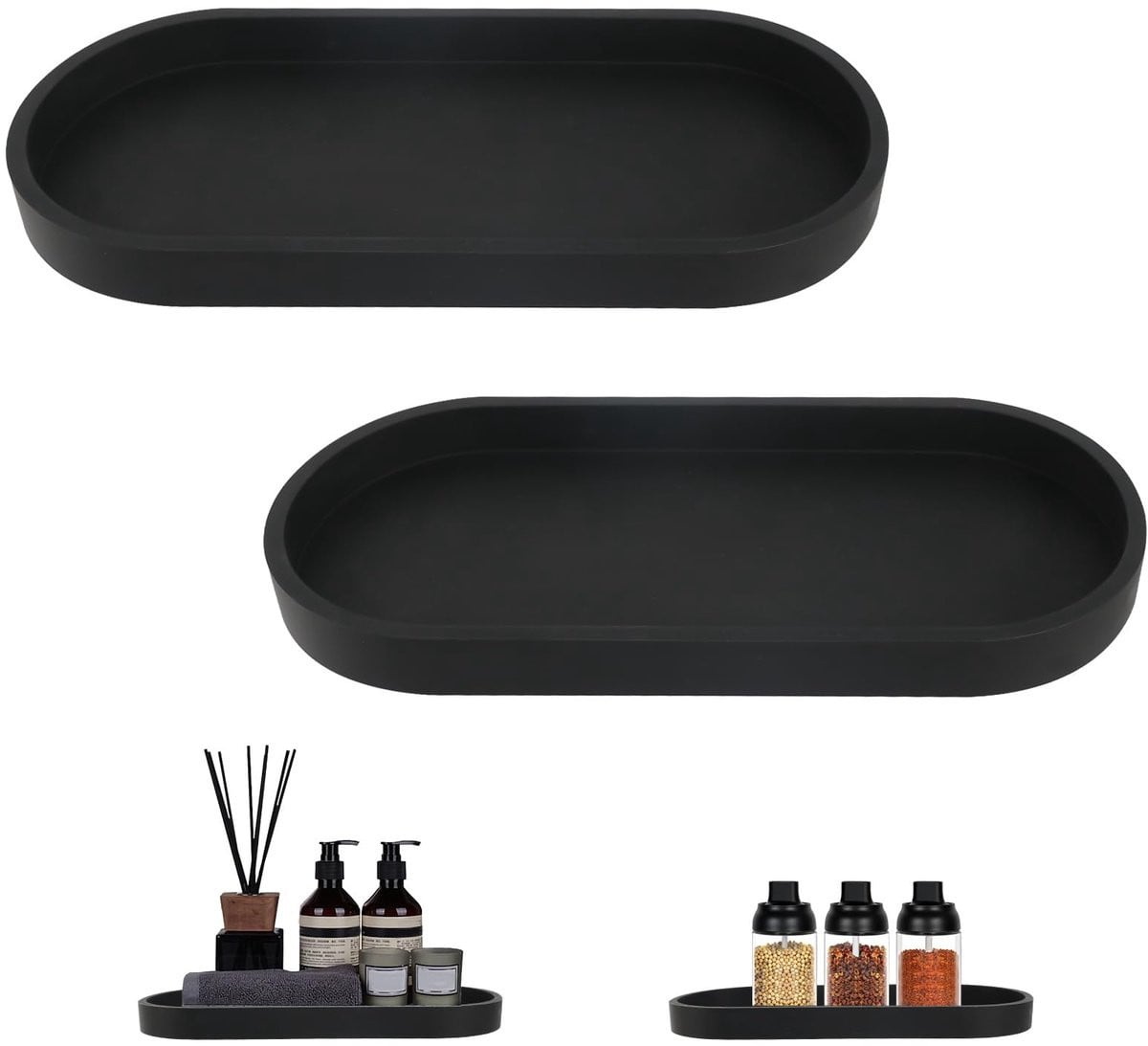 Unyqoos Stijlvol Ovaal Decoratief Dienblad Set voor Badkamer en Keuken