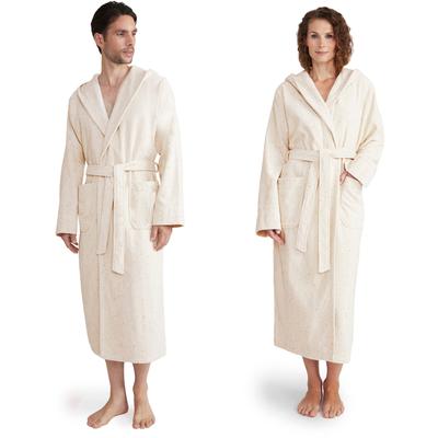 Unisex-Bademantel MÖVE "Calm Essence" Gr. XXL, beige (nature), XXL, Walkfrottier, Hausmäntel, aus 100 % saugfähiger Premium Baumwolle (Airspin)