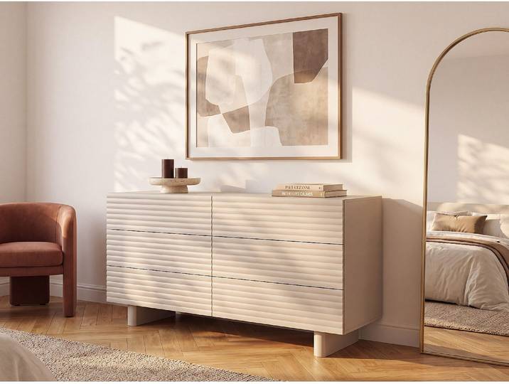 Kommode mit 6 Schubladen - MDF - Beige - LUDIMA