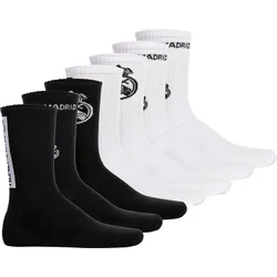 Real Madrid Unisex Socken, 7er Pack - Tennis Socks, Schriftzug-Logo, Baumwollmischung, einfarbig Weiß/Schwarz / 35-38