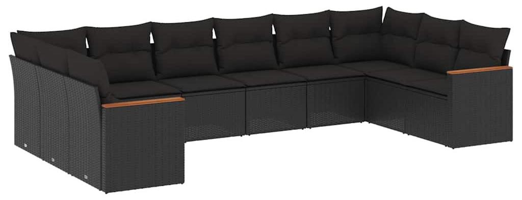 Loungeset, 10-teilig, Schwarz, aus Poly-Rattan - 10 Sitzplätze - für Garten und Terrasse