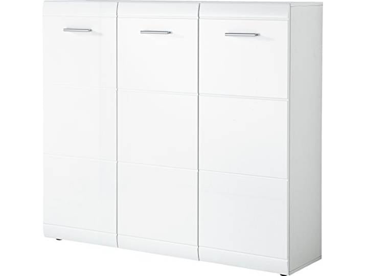 GERMANIA DIE MÖBELMACHER Meuble à Chaussures 3523-84 GW-Adana\, en Blanc\, façades Brillantes avec fraisage de rainures\, 134 x 120 x 36 cm (l/h/p)