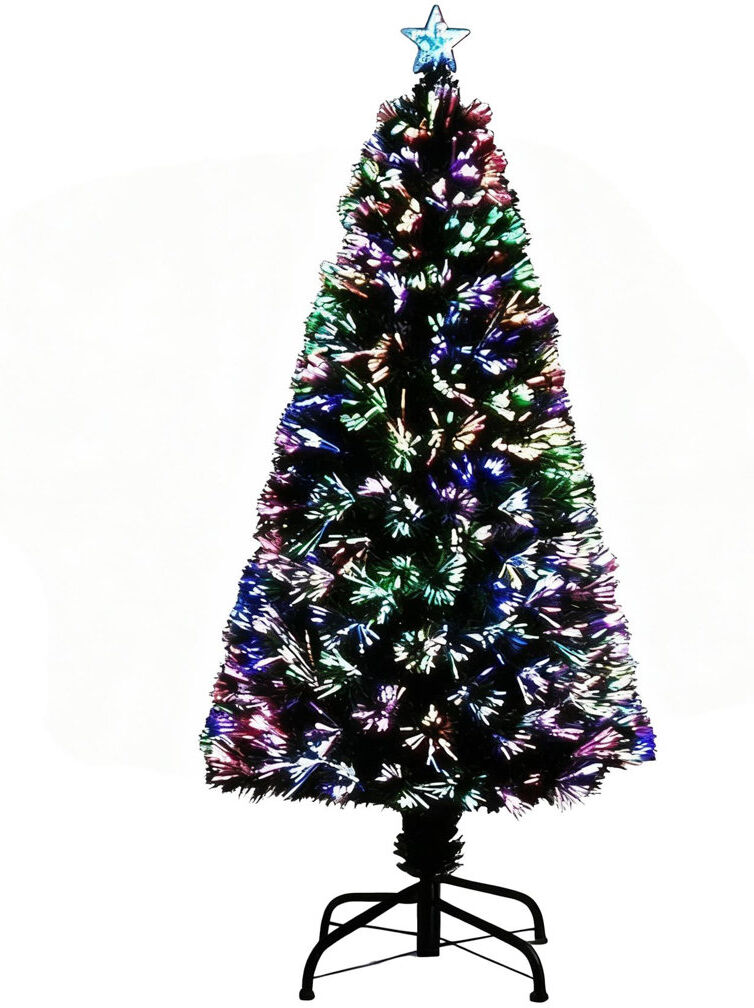SHATCHI Fibre Optic Christmas Tree with Multicolour LED Lights and Metal Stand 6 ft.
