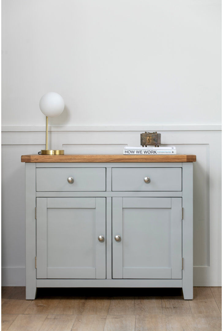 Lark Manor Cooksey Fully Assembled 2 Door 2 Drawer Sideboard Unit Matt French Grey/Natural 80cm H X 99cm W X 46cm D