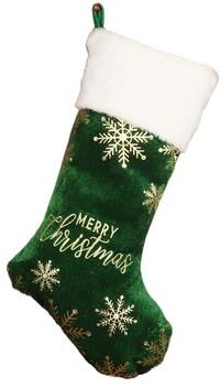 Multicon Wholesale Hub Snowflake Pattern Christmas Stocking, Embroidered Personalized Christmas Sock, Red Green Navidad, Large Gift Bag green